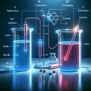 Electrochemical Cell: Cathode in Blue, Anode in Red