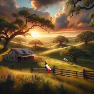 Rustic Farm and Sunset Landscape with Majestic Oaks | Website