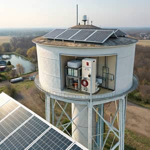 Eco-Friendly Water Tower with Solar Panels