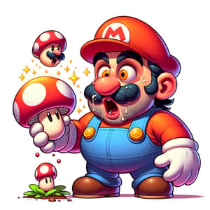 Super Mario eating mushroom and gets high

