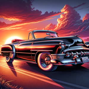 Classic Convertible Car Artwork at Dusk