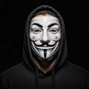 Hooded Man in Hacker Mask Portrait Art