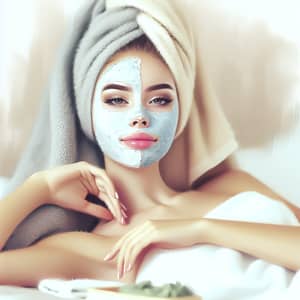 Serene Spa Moments: Young Girl with Face Mask Art