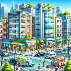 Vibrant City Life: A Realistic Metropolis Scene