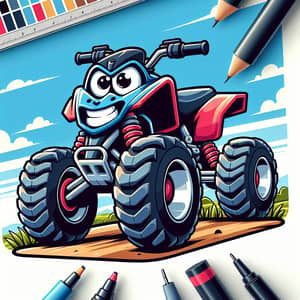 Vector Illustration of Friendly Anthropomorphic Quad Bike Character