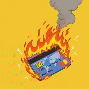Cartoon Credit Card on Fire - Fun Images