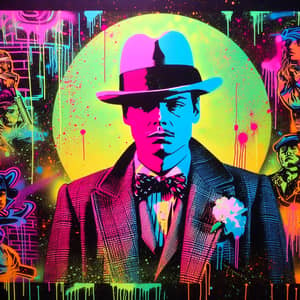 Mid-19th-Century Gang Member Neon Pop Art Interpretation