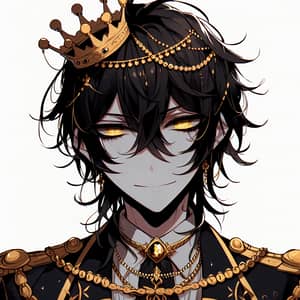 Anime Black Prince with Gold Jewelry | Regal and Slightly Psychotic