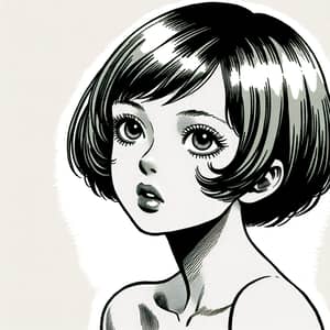 Shimmering Steel-Haired Young Caucasian Girl | 20th-Century Manga Style