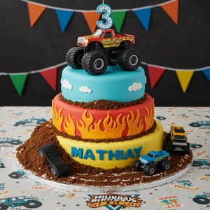 Monster Truck Birthday Cake for 3-Year-Olds