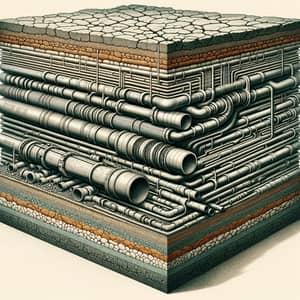 Underground Pipe System Illustration: Complex Vascular Infrastructure