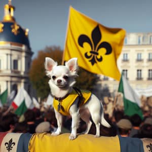 White Chihuahua Royalist Revolution Yellow Vest Flag Protest