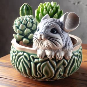 Chinchilla Ceramic Flower Pot - Unique Home Decor