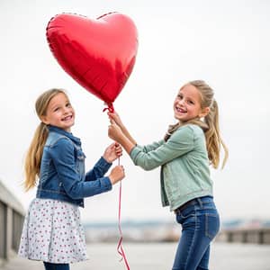 Two Girls Holding Heart - A Symbol of Love