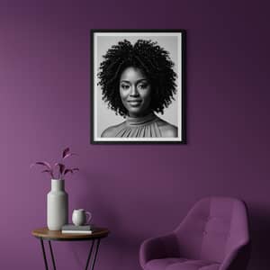 Stunning Portrait of African American Woman on Purple Wall