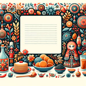 Maslenitsa Festival Illustration with Khokhloma and Traditional Food