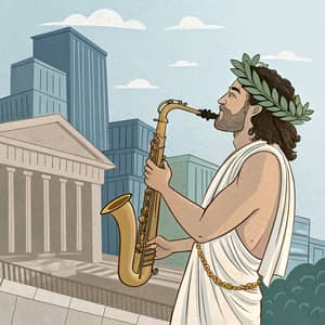 Greek God Playing Saxophone: A Mythical Jazz Fusion