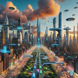 Futuristic New York City 3024 Skyline View