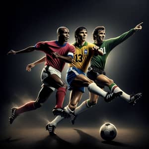 Legendary Footballers in Dynamic Action Shot