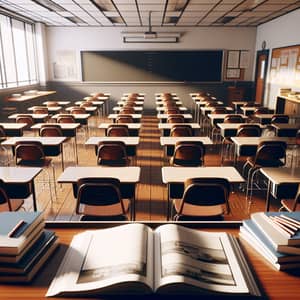 Empty Classroom Scene: Calm Before a Storm