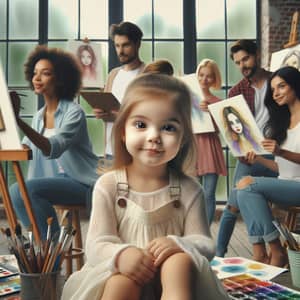 Adorable Little Girl Portrait by Diverse Artists | Artist Studio Scene