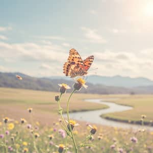 Pastel Landscape Butterfly Art