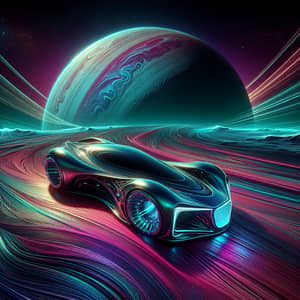 Futuristic Car in Jupiter-like Landscape | Sleek Design