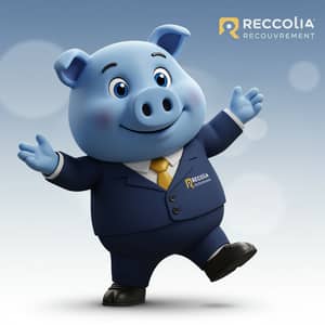 Blue Pig Mascot for Recolia Debt Collection