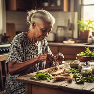 Old Grandma Crafting Herbal Remedies