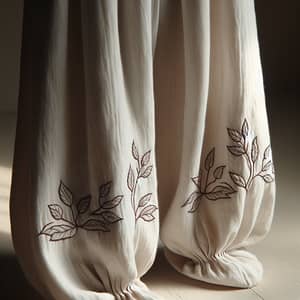 Traditional Russian Sharovary: White Linen Wide-Leg Trousers