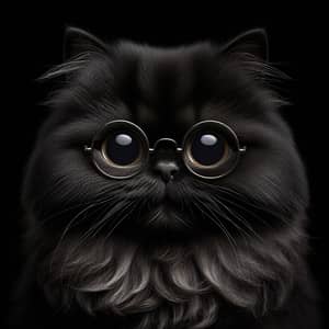 Adorable Black Cat with Glasses | Asian Aesthetic