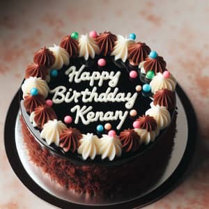 Delectable Chocolate Cake with Happy Birthday Kenan Baby Frosting