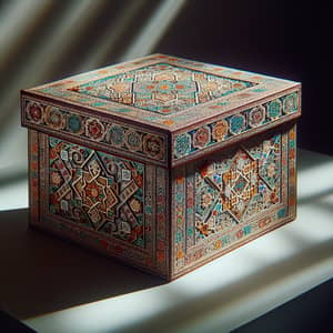 Square Kazakh Ornaments Box for Ramadan Celebration