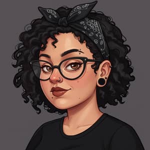 Confident Alternative Style Cartoon Woman Illustration