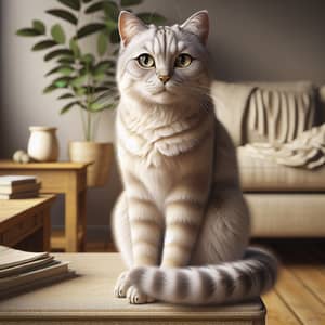 Relaxed Domestic Cat with Bright Yellow Eyes