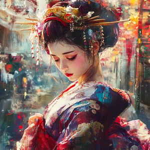 Beautiful Japan Geisha Painting in 16K Resolution