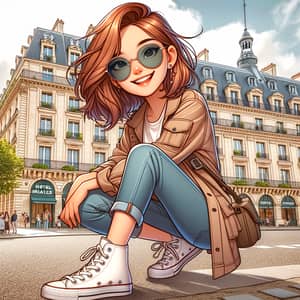 3D Animation Style Image with Girl Smiling in Paris