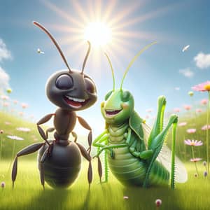 Heartwarming Friendship Between Ant and Grasshopper | Companionship in Nature