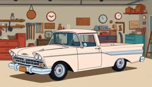 1959 FC Holden Ute Cartoon Style in Garage