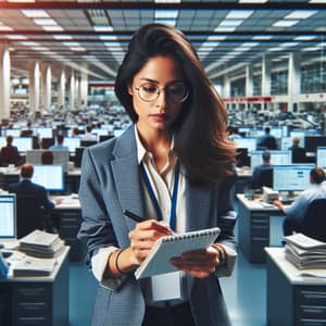 South Asian Female Journalist in Newspaper Office - Professional Image