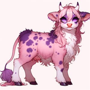 Slender Furry Cow with Celestial Eyes and Pink Fur