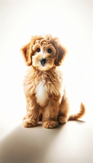 Adorable Mini Golden Doodle on White Background