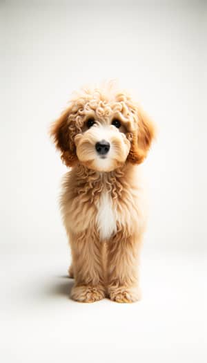 Adorable Mini Golden Doodle on White Background