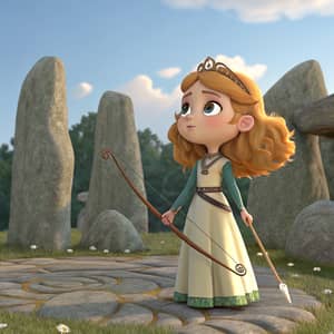 Enchanting 3D Princess with Sword and Bow