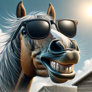 Joyful Horse with Stylish Sunglasses on a Sunny Day