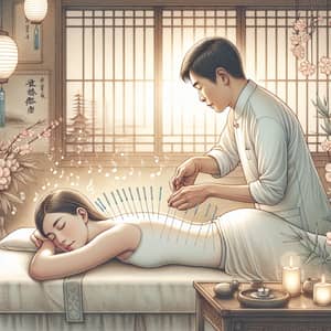 Serene Acupuncture Session | Asian Male Practitioner, Caucasian Female Patient