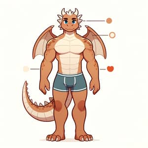 Male Dragon Demi-Human in Fitted Boxers | Cartoon Character