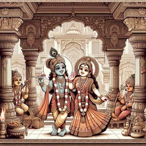 Krishna and Mother Yashoda in an Indian Temple