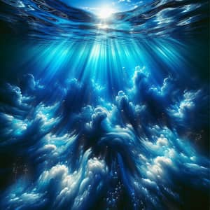 Tranquil Seawater Scene: Vivid Blues & Sunlight Rays