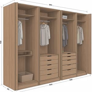 Detailed Wardrobe Layout Design and Specifications